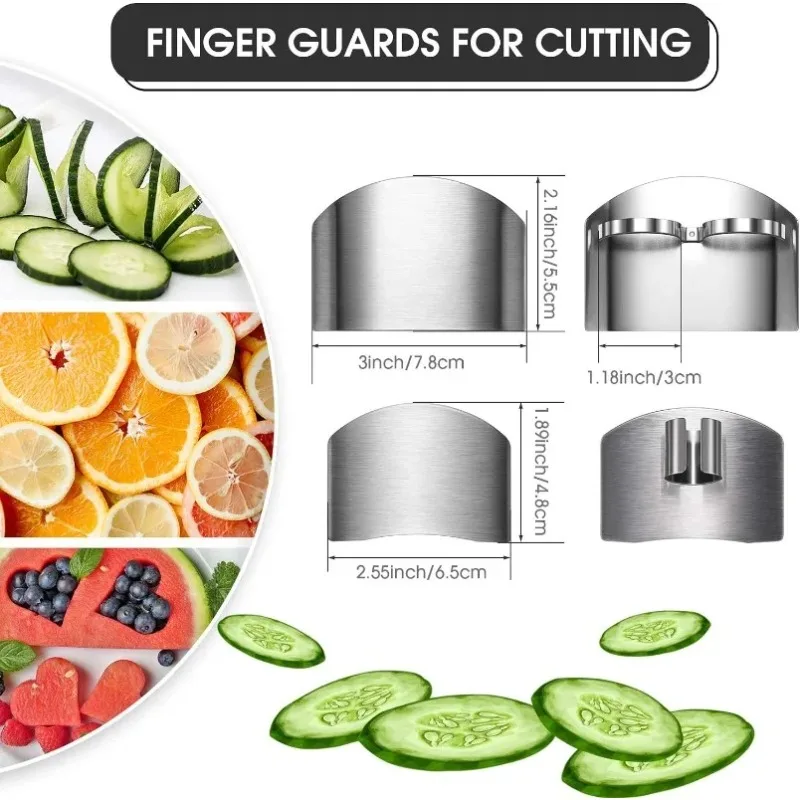 Kitchen Gadgets Must Have - ステンレス製フィンガーガード、手の指を守るキッチン用カッティングプロテクター、安全な親指カバー、必須のカッティングガードガジェット