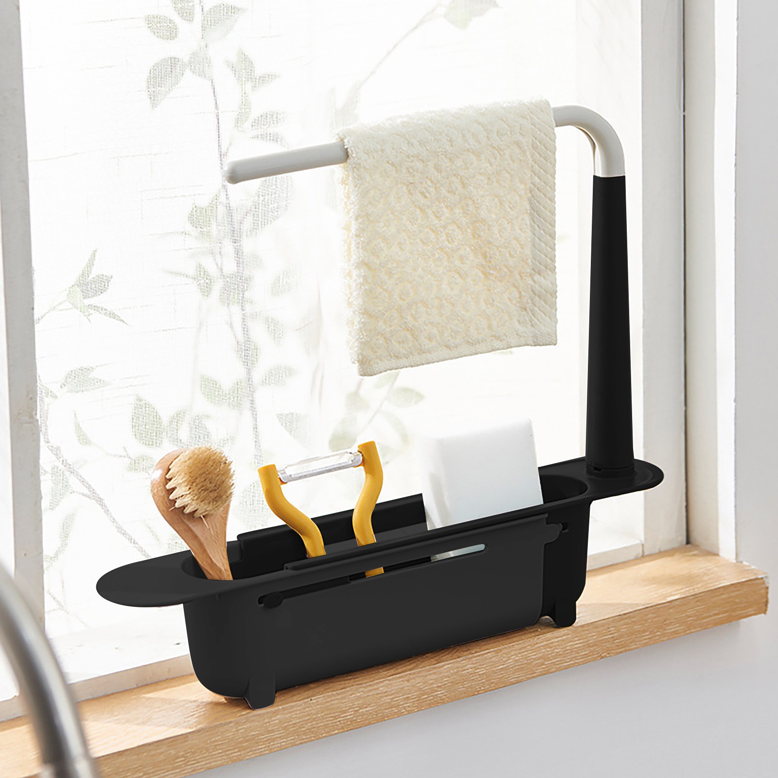 Kitchen Gadgets Useful - Elescopicシンクの水切り、キッチンオーガナイザー、石鹸スポンジホルダー、タオルラック、収納バスケット、ガジェットアクセサリー