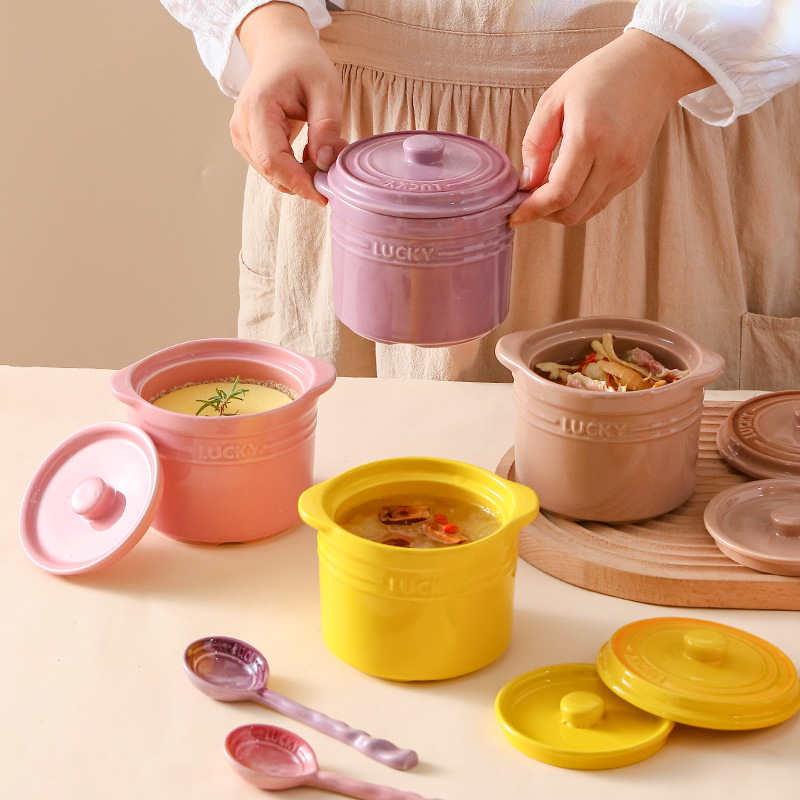 Kitchen Gadgets For Arthritic Hands - 二重蓋セラミックボウル、鳥の巣蒸し卵ボウルデザートカップストックポット沸騰、煮る調理ポットキッチン調理ツール