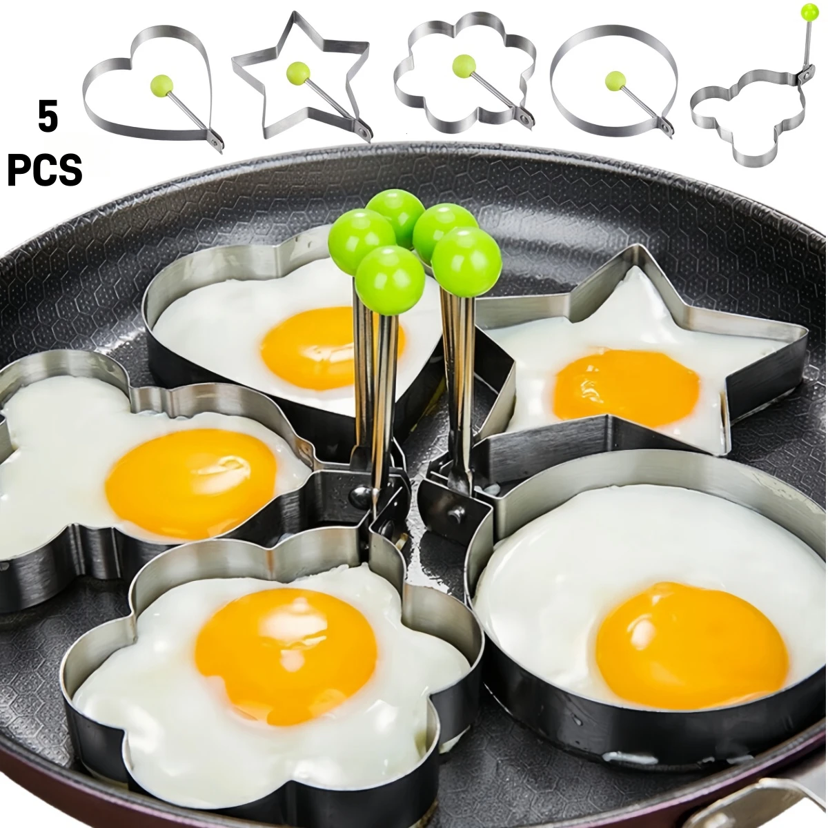 Kitchen Gadgets Must Have - ハート型の目玉焼き型、プレミアムステンレス鋼、理想的なオムレツリング、必需品、キッチンアクセサリー、ガジェット