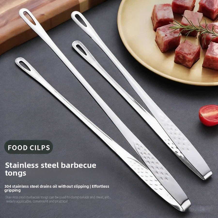 Kitchen Gadgets For Arthritic Hands - ステンレス鋼キッチントングノンスリップ耐熱バーベキューグリルツールステーキシーフードビュッフェサラダ食品提供調理器具